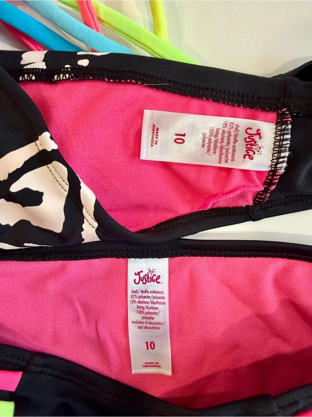Justice Black Bikini Set with Color Change Tiger & Neon Accents
